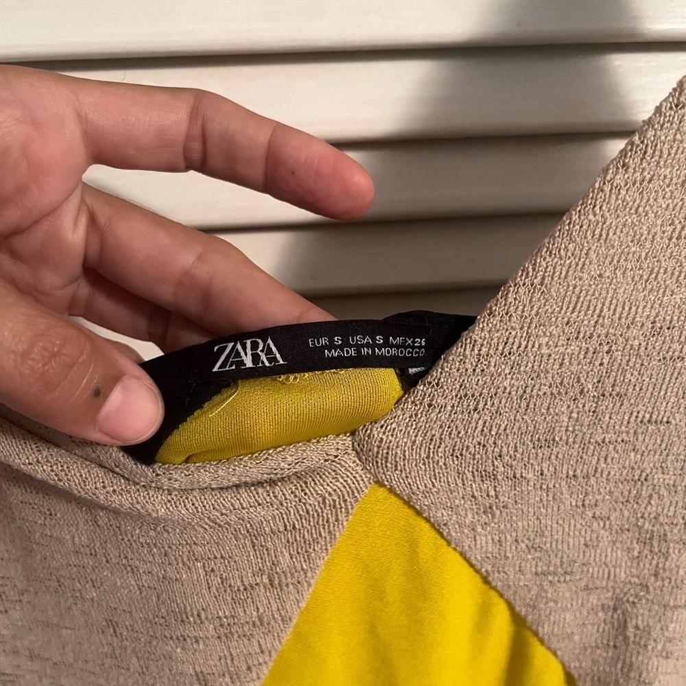 Zara Yellow Tan Spaghetti Strap Cocktail Dress - Picture 2 of 3